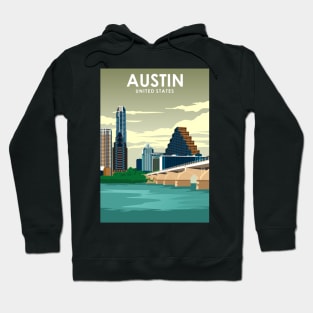 Austin Texas United States Vintage Minimal Retro Travel Poster Hoodie